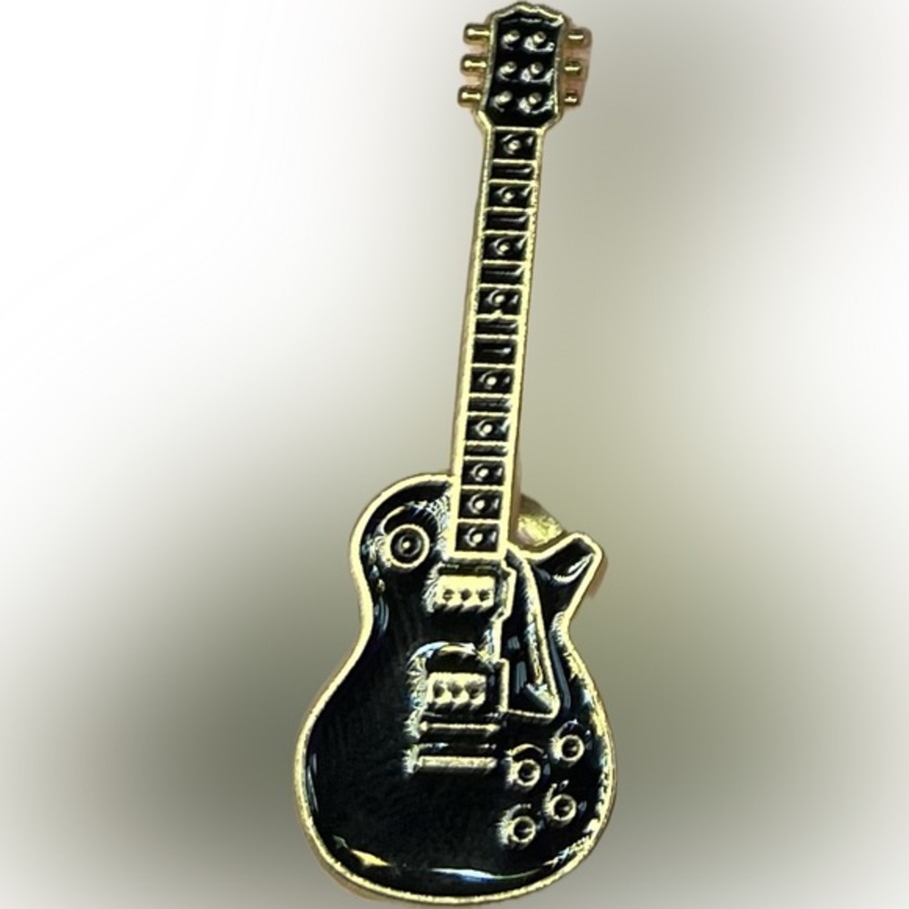 Stylish Gold and Black Guitar Pin